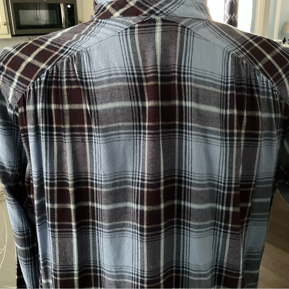 j.jill Small Plaid Button-Down / Button-Up Blue B… - image 12